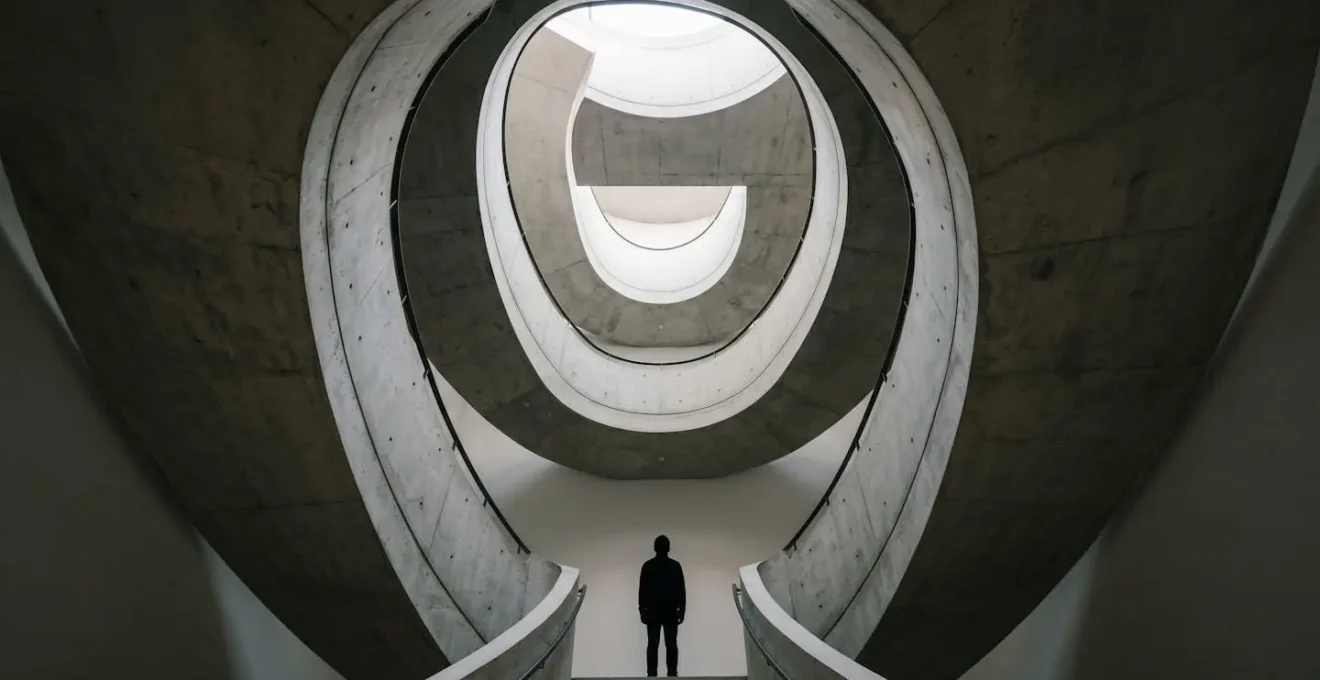 Conceptual representation of interrupting a downward mental spiral through decisive action