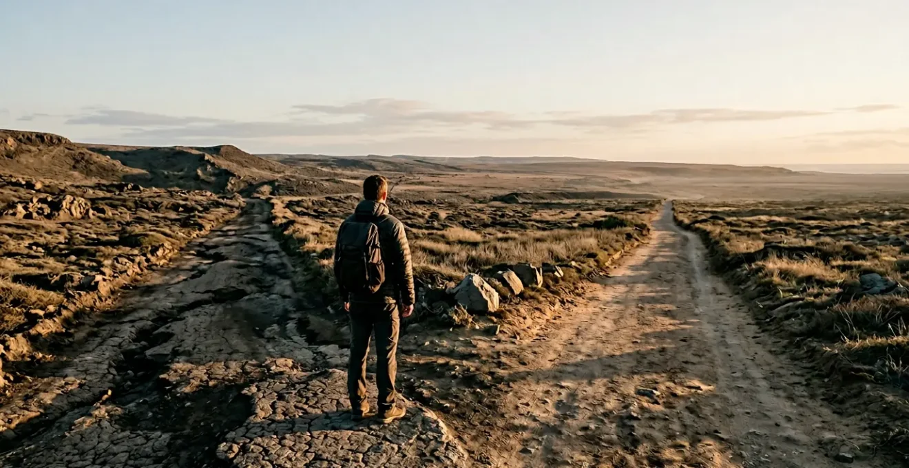 Person standing at a crossroads symbolizing the decision to replace destructive habits with empowering ones