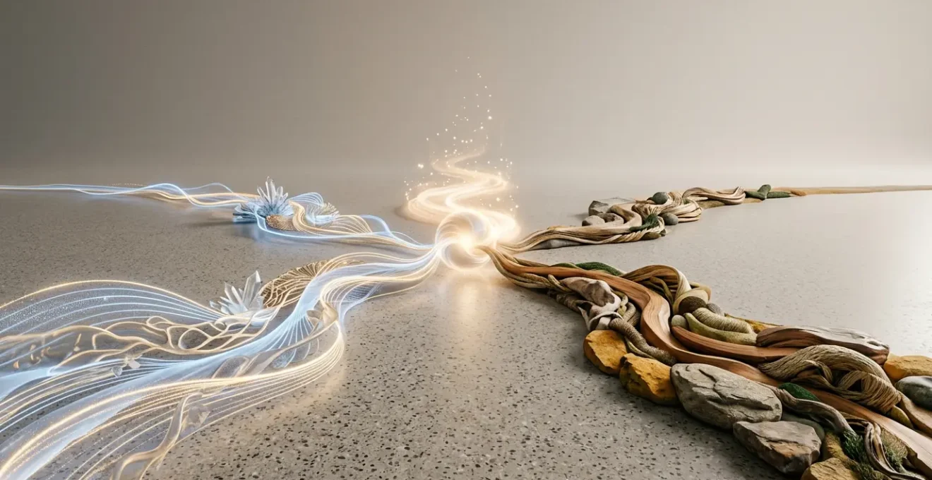 Professional therapeutic setting showing symbolic representation of different trauma healing pathways