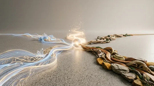 Professional therapeutic setting showing symbolic representation of different trauma healing pathways