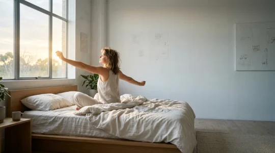 Person experiencing morning sunlight exposure for circadian rhythm optimization