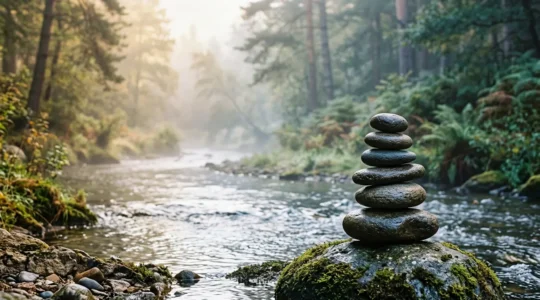 Abstract representation of mental energy restoration and cognitive focus renewal