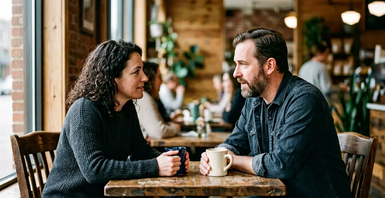 Two people forming deep emotional connection through authentic interaction