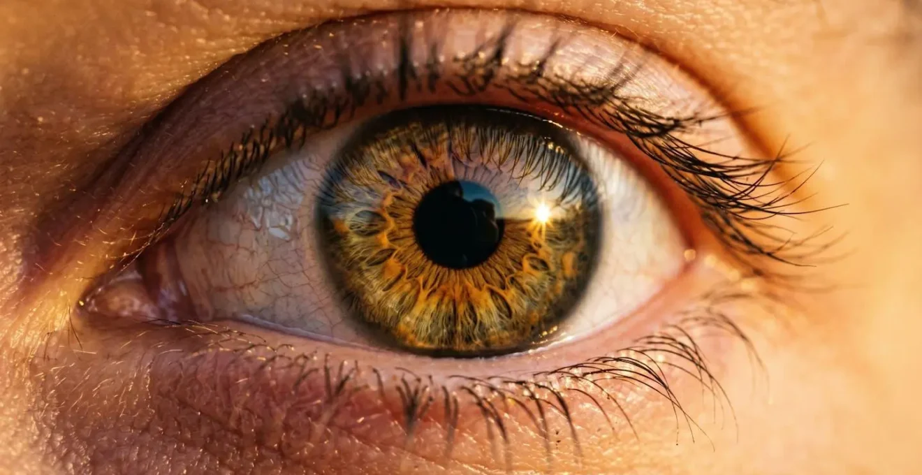 Abstract visual representation of light signals entering the eye and affecting the biological clock